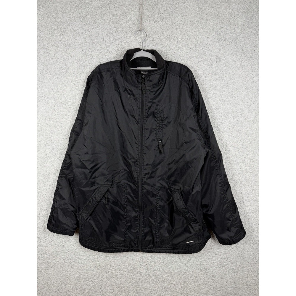 Vintage Y2K Nike Jacket Fleece Inside Size Men's XL Bottom Swoosh Black